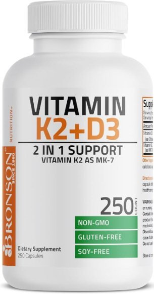 Bronson Vitamin K2 (MK7) dengan D3 Non-GMO 5000 IU
